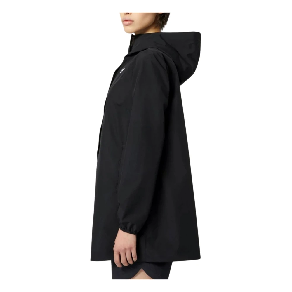K-way Zwarte Lange Kinderjas Sophie Stretch Dot Black Dames