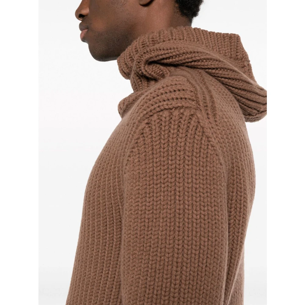 Lanvin Bruine Hooded Jas voor Mannen Brown Heren
