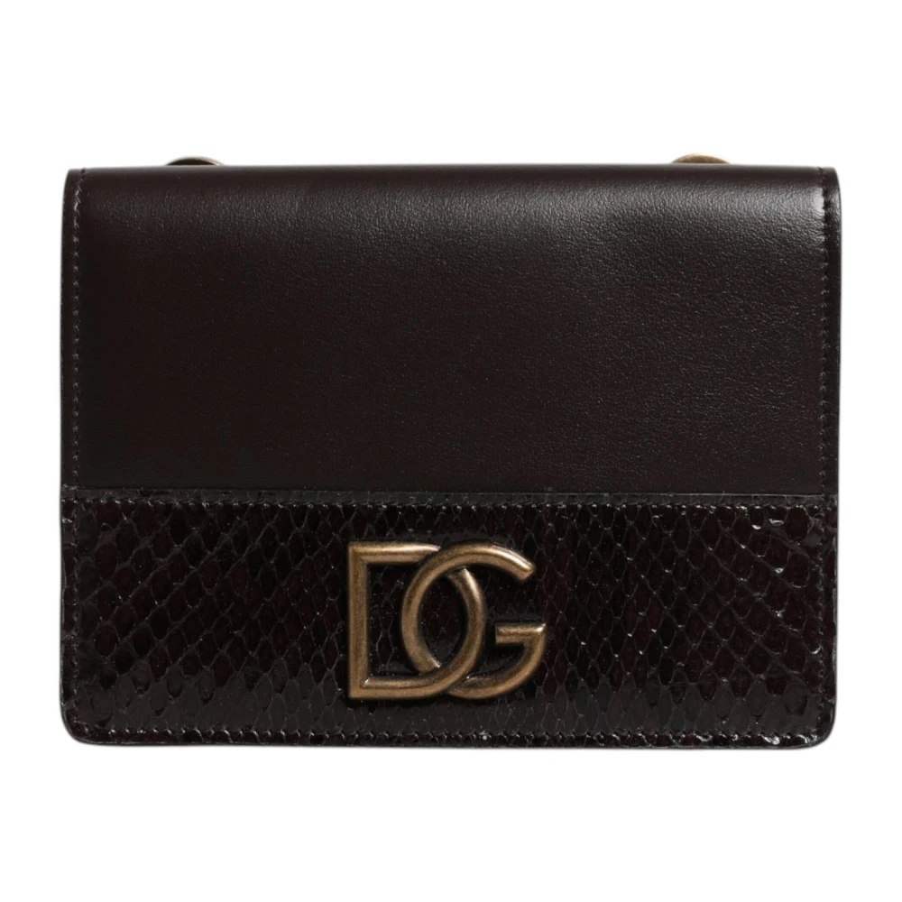 Dolce & Gabbana Bruin Leren Bifold Kaarthouder met Band Brown Dames