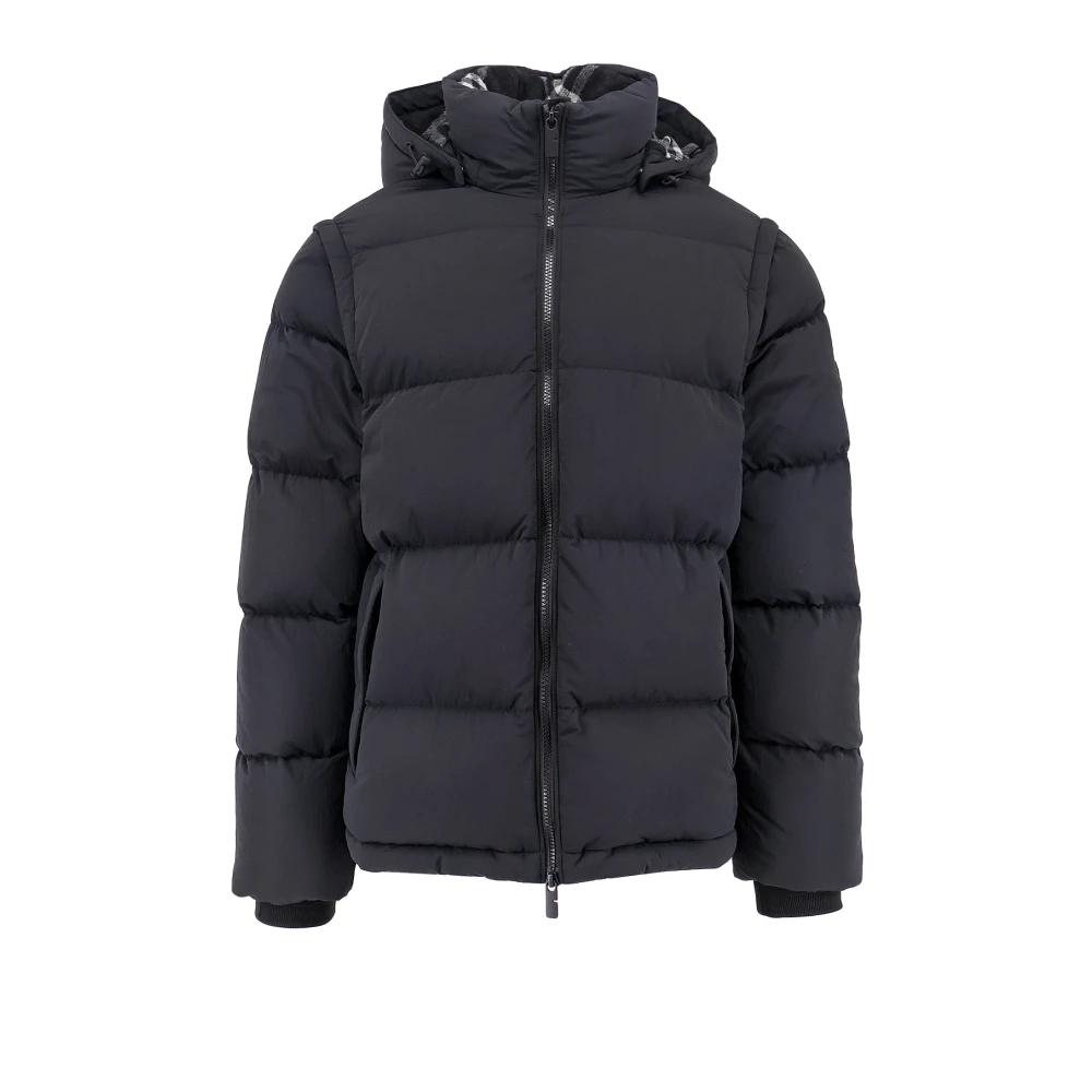 Burberry Gewatteerde nylon jas met afneembare mouwen Black Heren