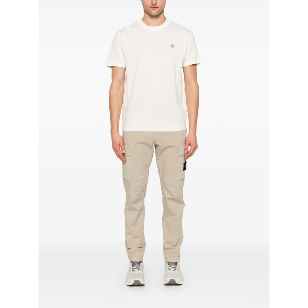 Stone Island Beige T-shirts en Polos met Compass Logo Beige Heren