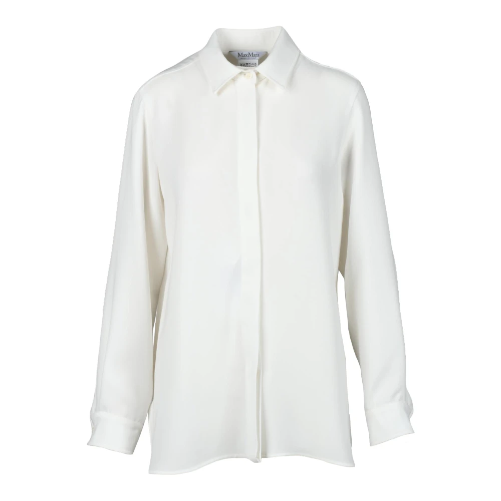 Max Mara Elegante Blouse met Triacetaat Polyester Mix White Dames