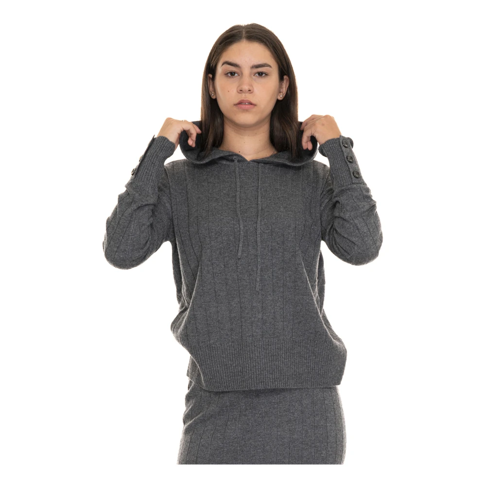 Pennyblack Wollen trui met vaste capuchon Gray Dames