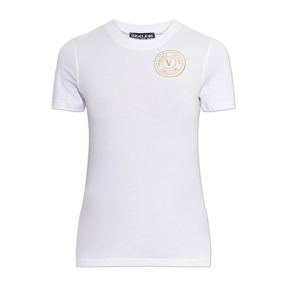 Versace Jeans Couture Femme Blanc Tops, Taille: 36 Fr Haut À Logo Imprimé
