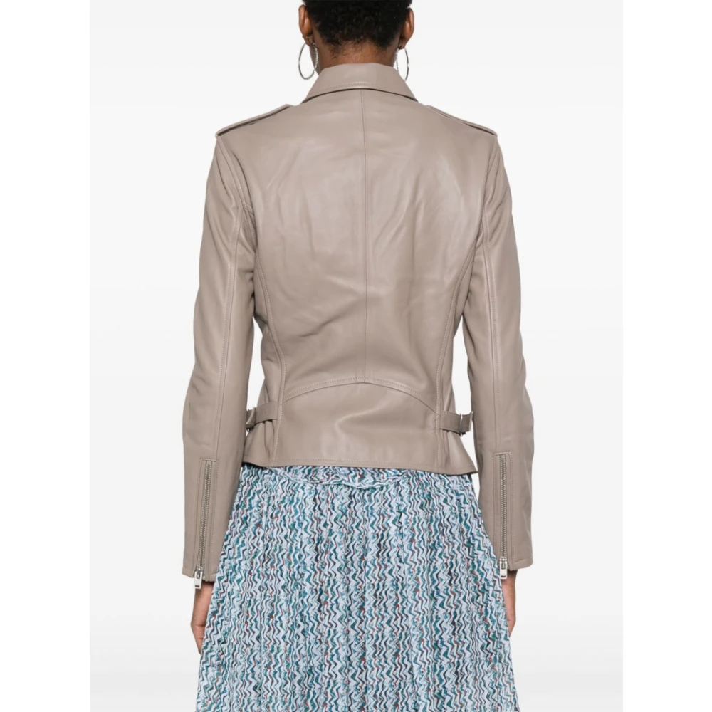 IRO Beige Lamsleren Bikerjack Beige Dames