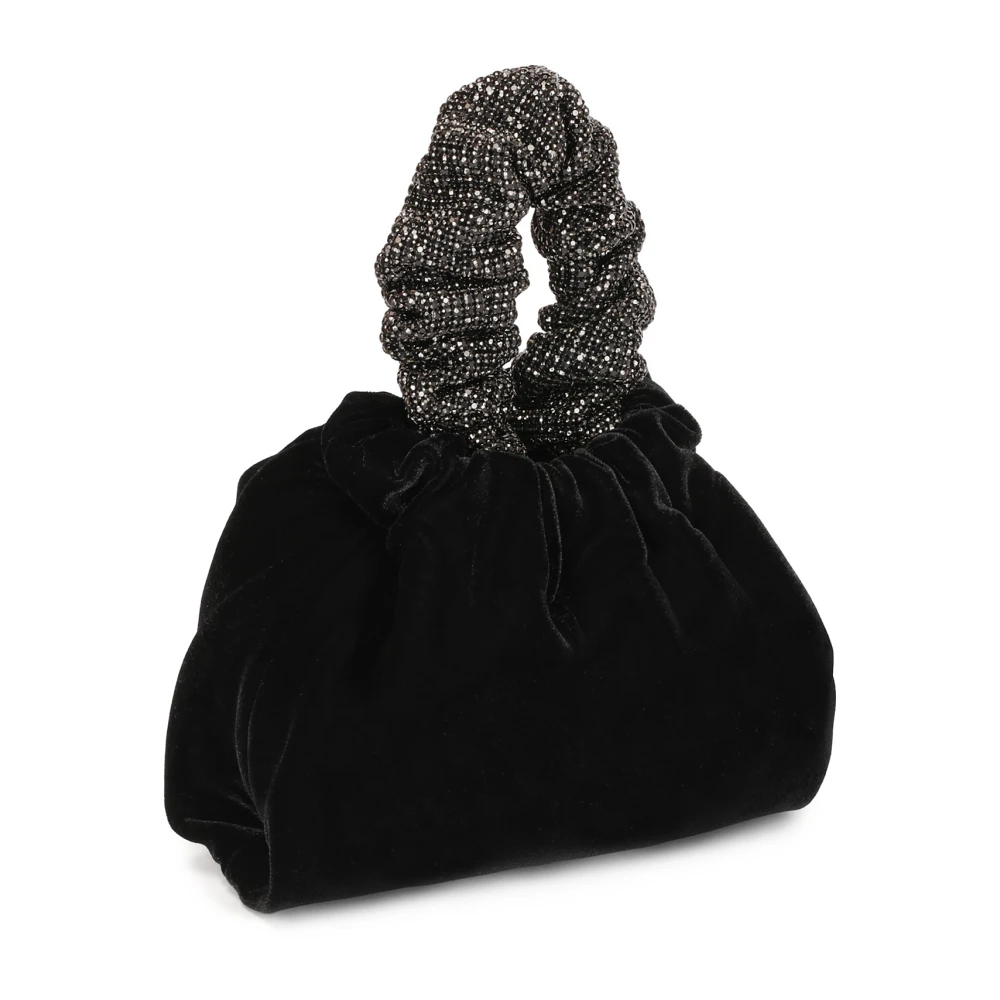 Kazar Zwarte stoffen handtas met versierd handvat Black Dames