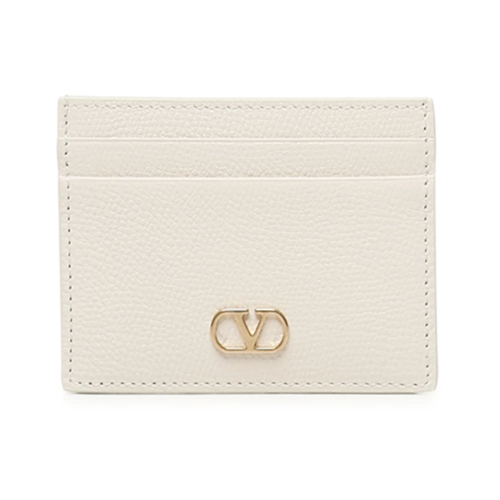 Valentino Garavani Witte Leren Kaarthouder Portemonnee White Dames