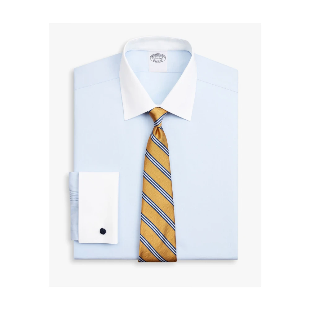 Brooks Brothers Lichtblauw Slim Fit Non-Iron Stretch Supima Katoen Pinpoint Oxford Overhemd met Ainsley Kraag Blue Heren