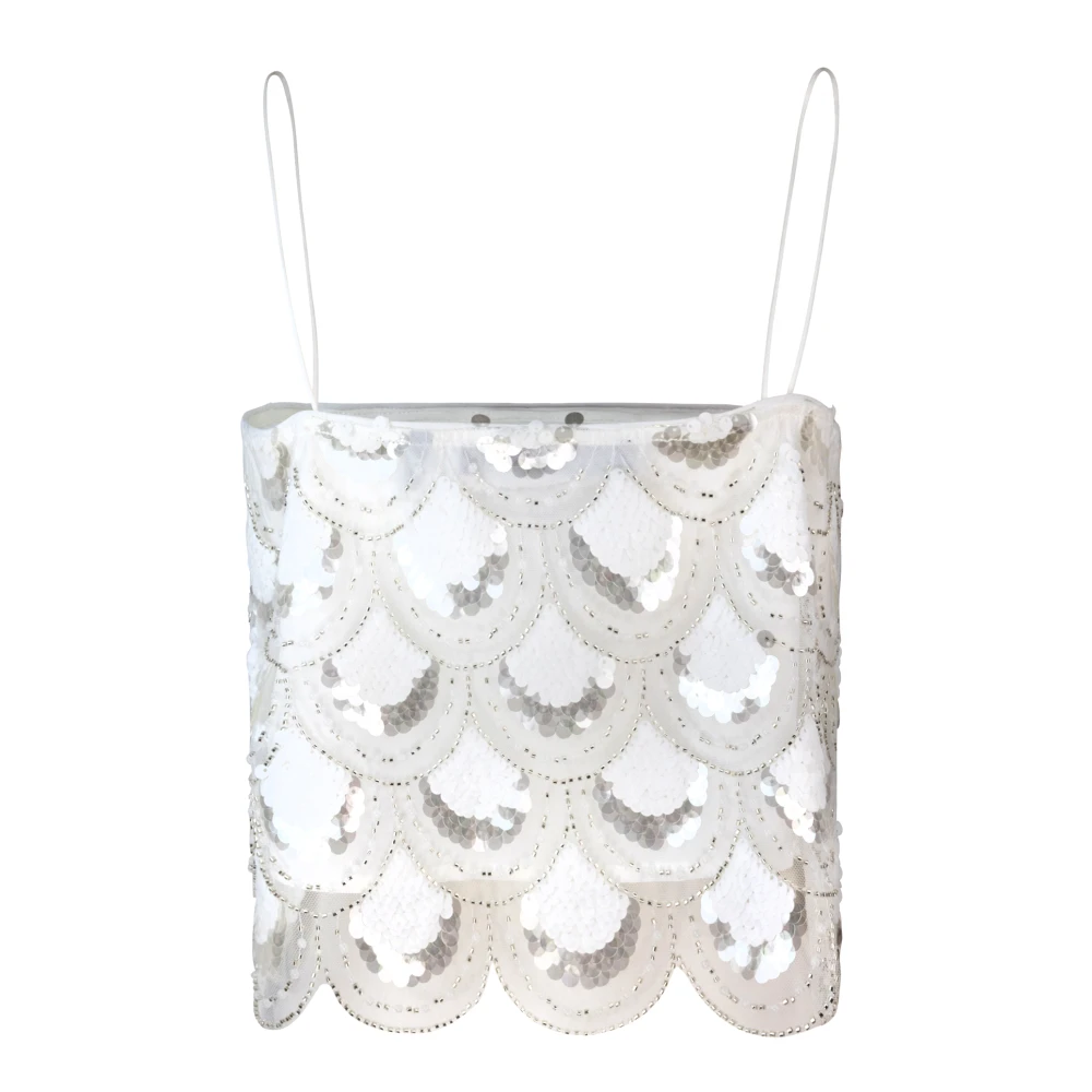 Rotate Birger Christensen Witte Sequin Slim Fit Top White Dames