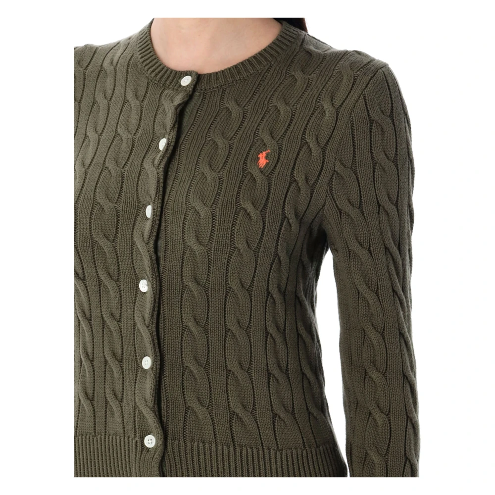 Polo Ralph Lauren Kabelgebreide Cardigan met Ronde Hals Green Dames
