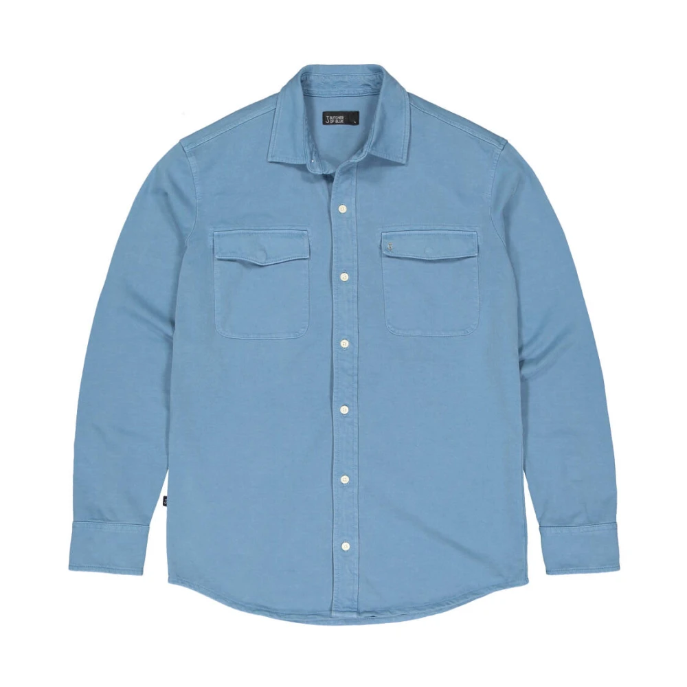 Butcher of Blue Blauw Overshirt met Finn Zak Blue Heren