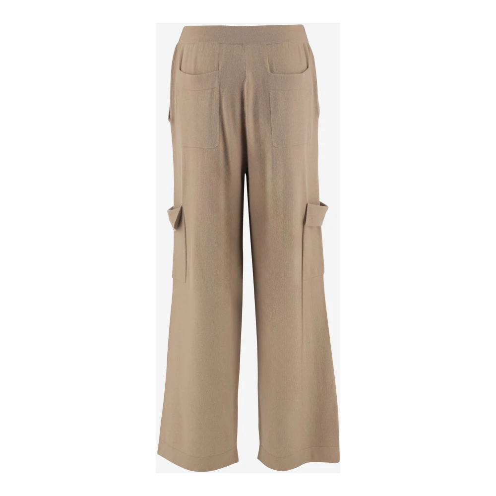 allude Wol-Kasjmier Broek met Elastische Taille Beige Dames