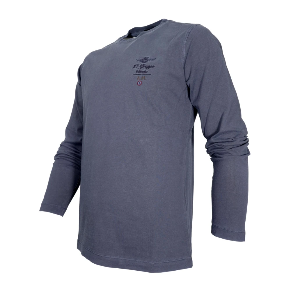 aeronautica militare Basis Ronde Hals T-shirt Blauw Blue Heren
