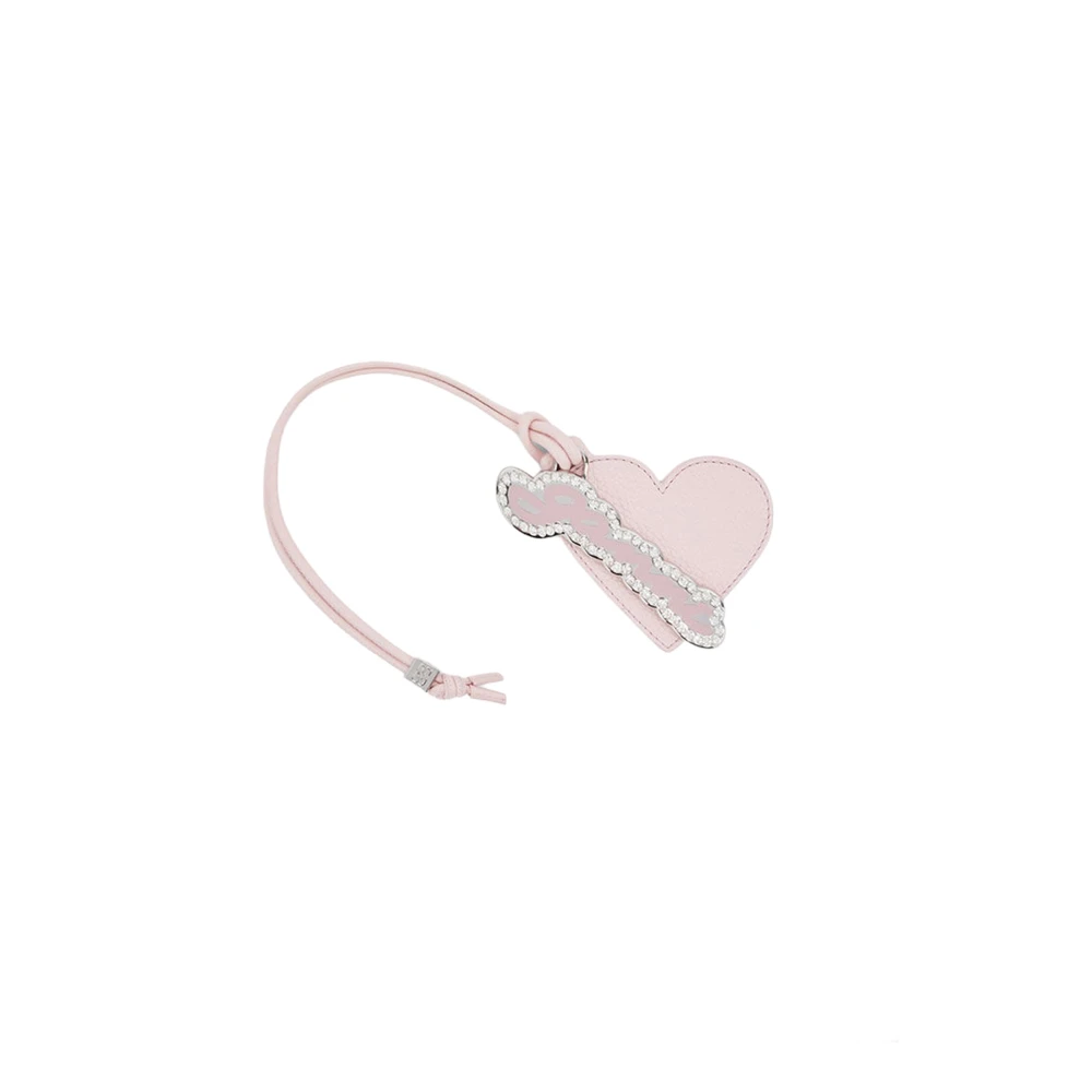 Ganni Women's Pink Bou Heart Mirror Keyring - Keychains - One Size - Accessories