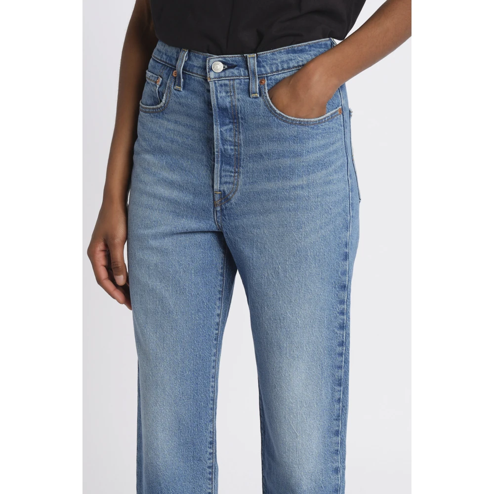 Levi's Blauwe Denim Ribbed Cage Broek Blue Dames