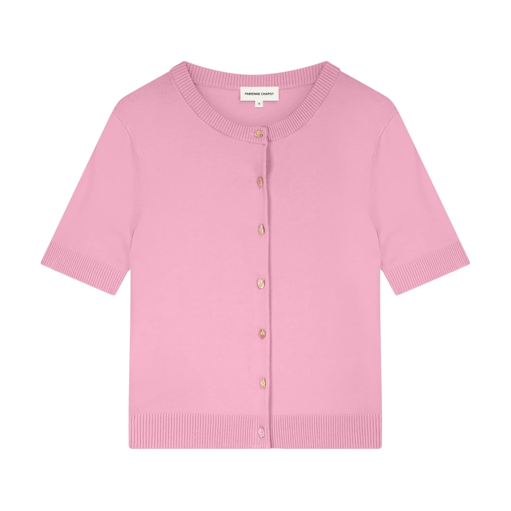 Fabienne Chapot Vrouw Roze Truien & Vesten Dames, 2XL, Molly Cardigan Met Korte Mouwen