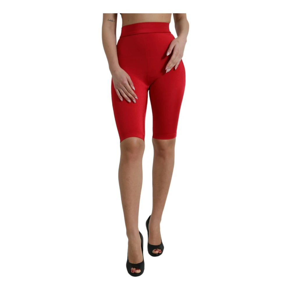Dolce & Gabbana Rode Hoge Taille Leggings Broek Red Dames