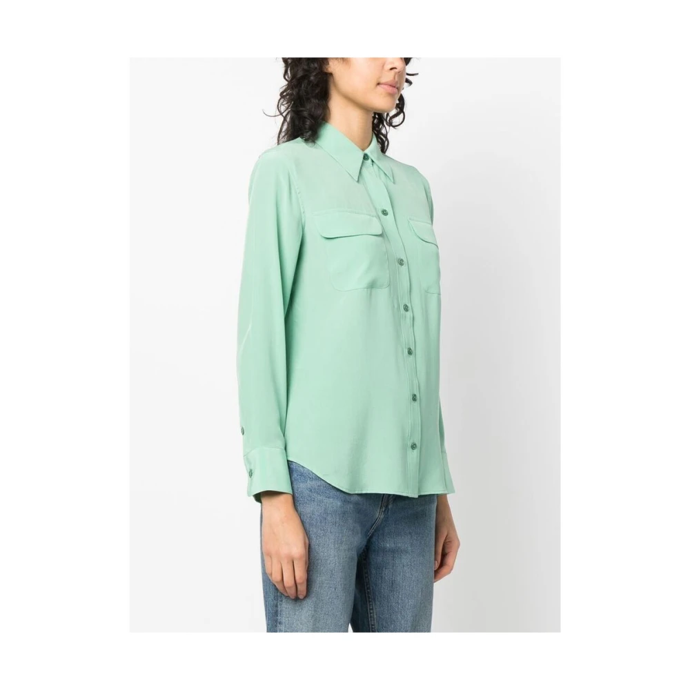 Equipment Mintgroene Zijden Shirt Green Dames