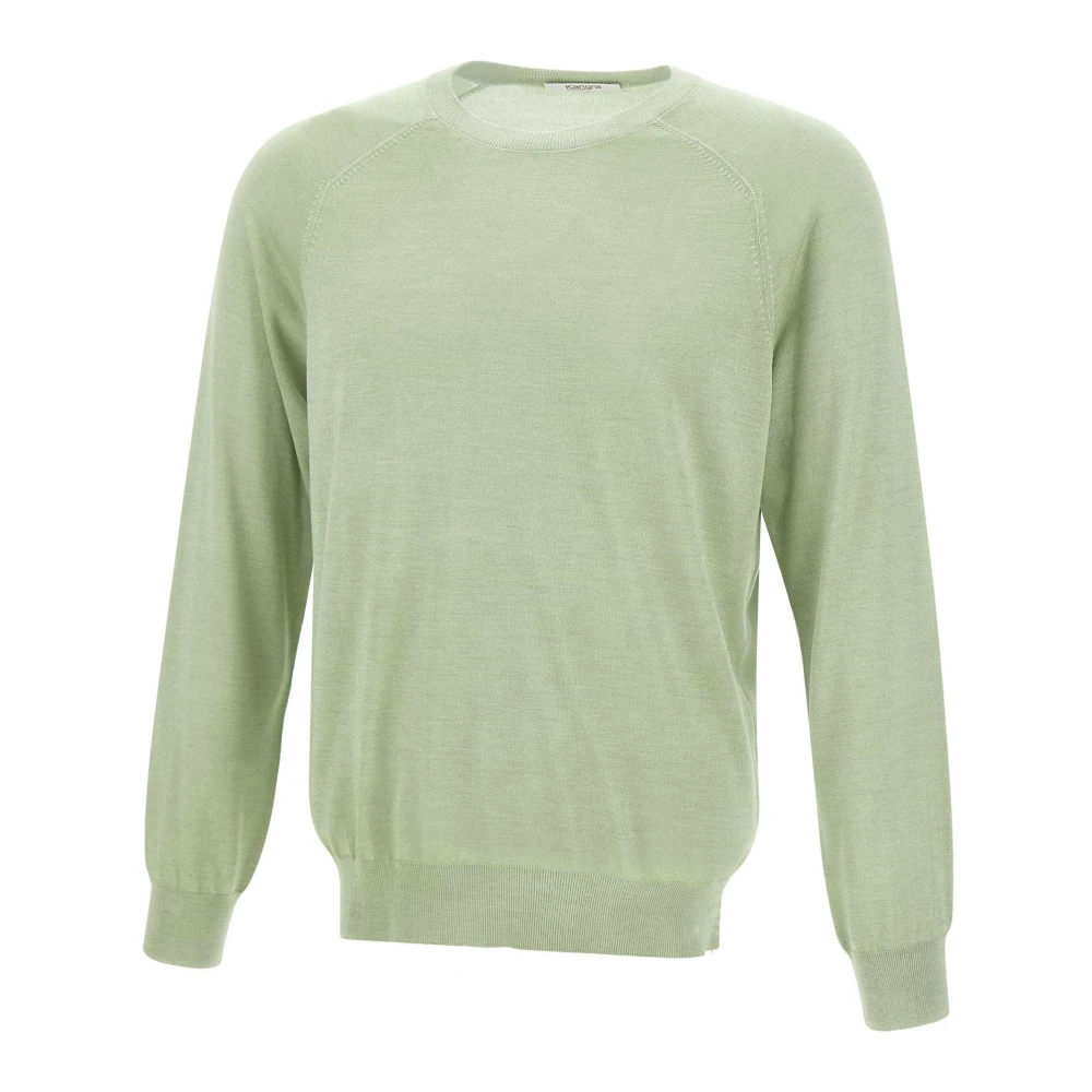 Kangra Men's Green Round-Neck Knitwear, 3XL, Crewneck Jumper In Silk And Cashmere
