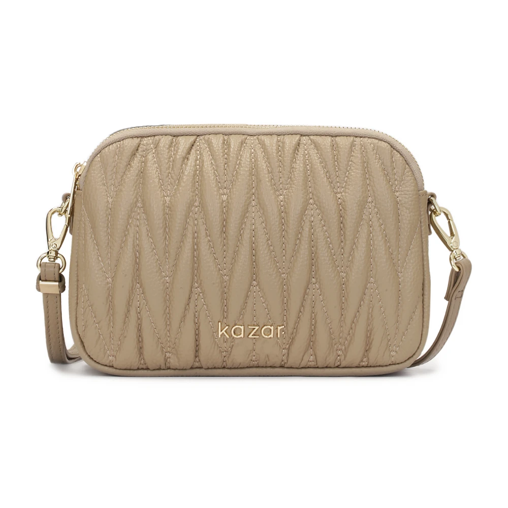 Kazar Opvallende gewatteerde handtas met schouderband Beige Dames