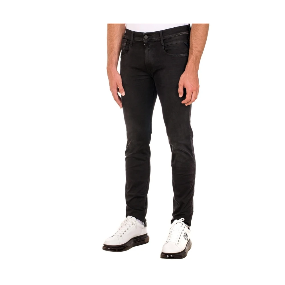Replay Anbass Hyperflex Stretch Zwarte Denim Jeans Black Heren