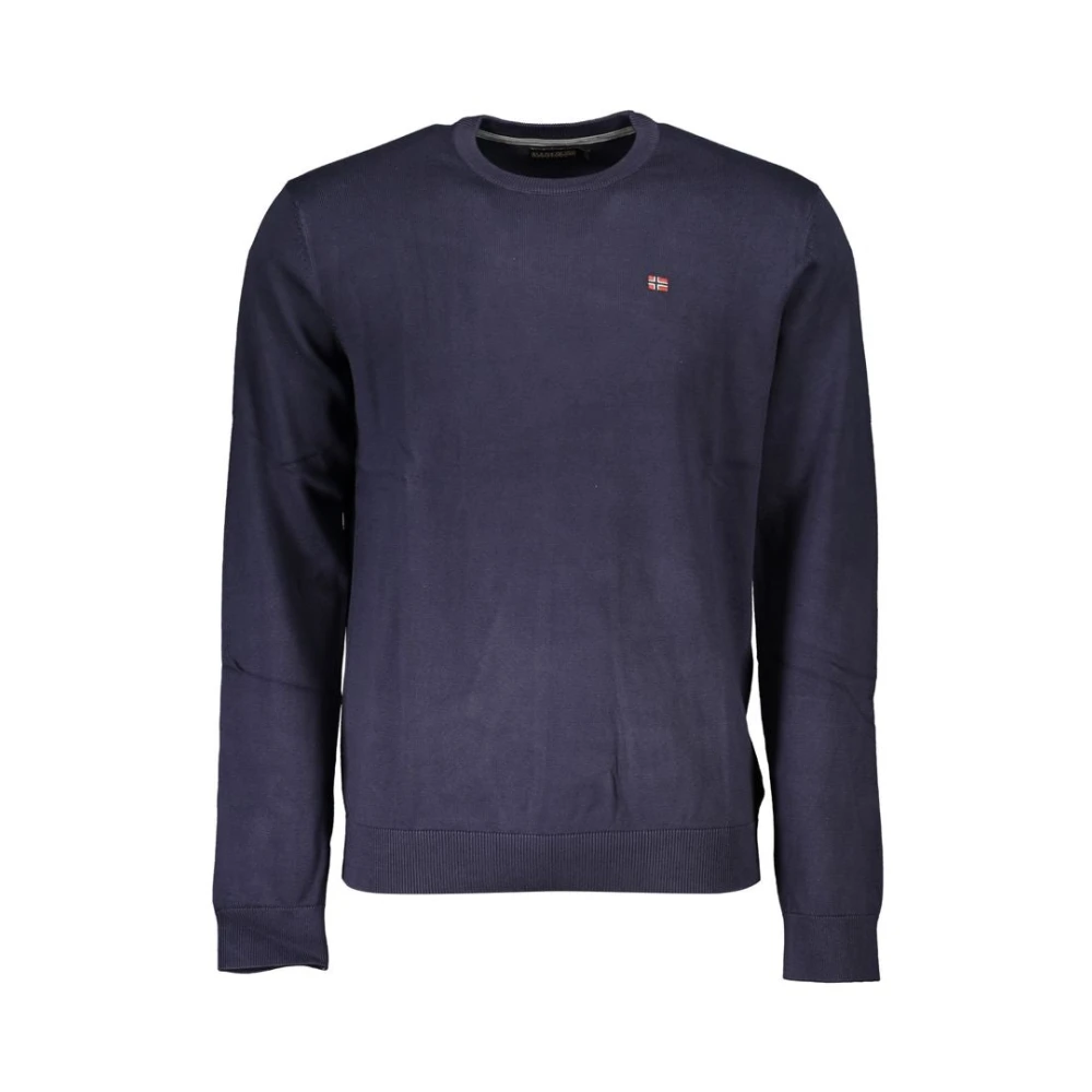 Napapijri Men's Blue Round-Neck Knitwear, S, Cotton Jumper