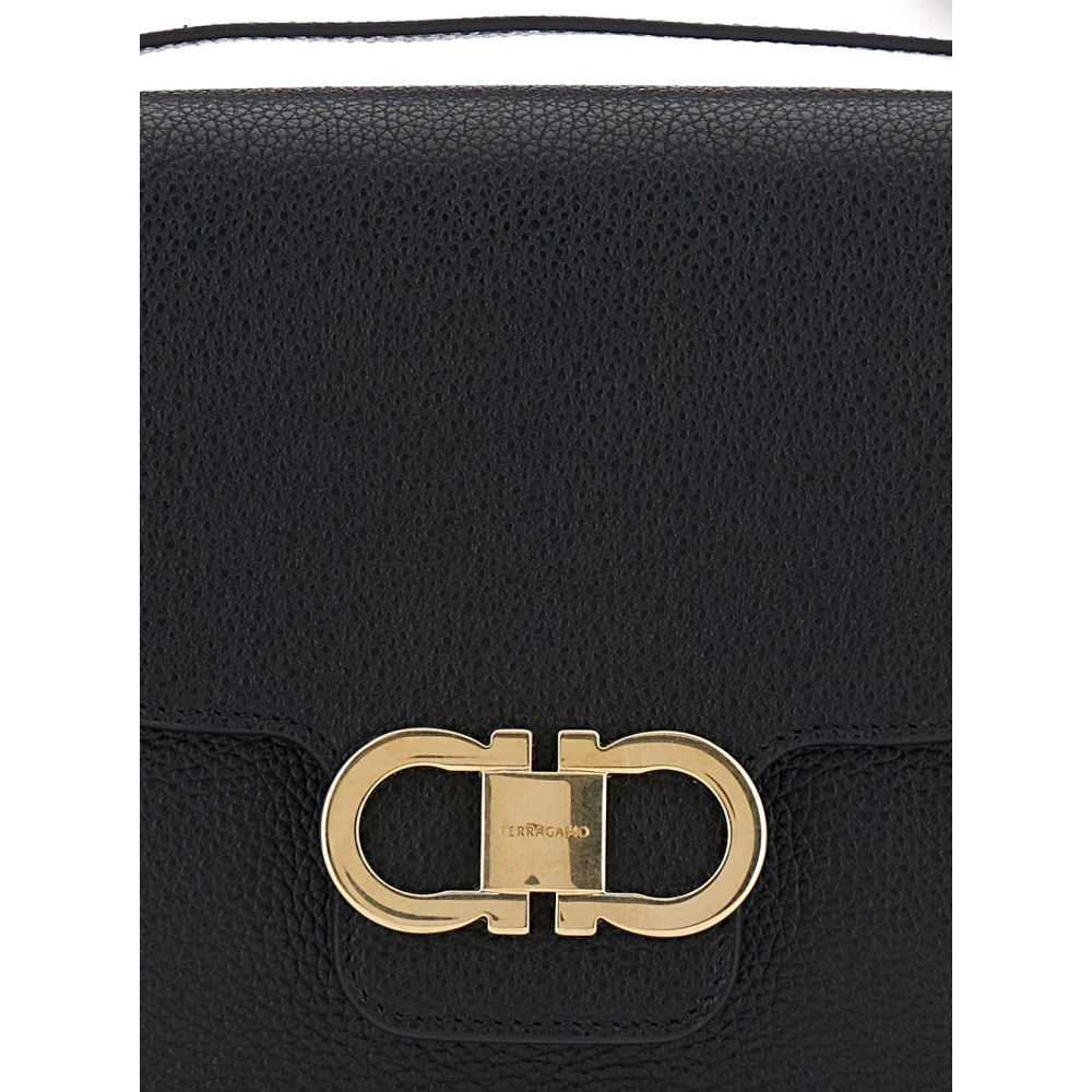 Salvatore Ferragamo Zwarte Crossbody Tas met Gancini Plaque Black Dames