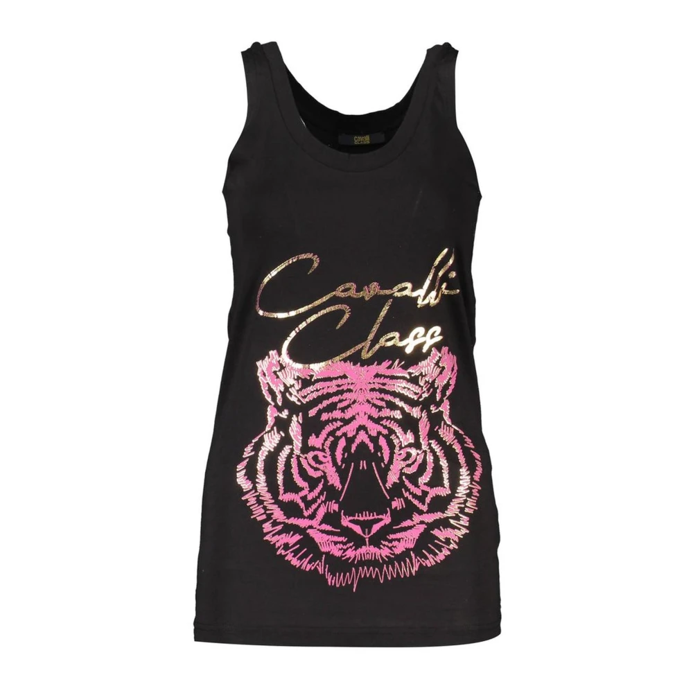 Cavalli Class Black Stylish Printed Tank Top - Female - Sleeveless Tops - Xs - Tops