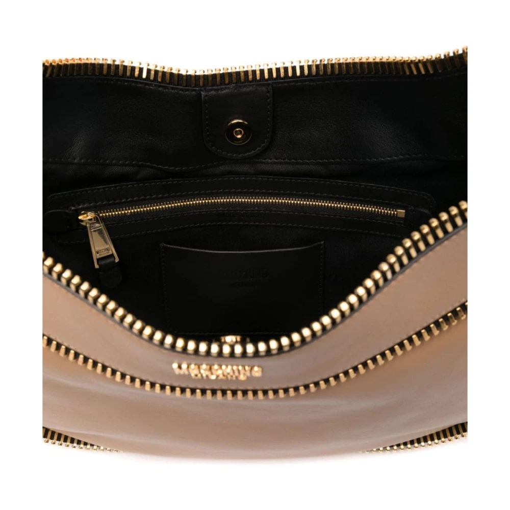 Moschino Bruine Kalfsleren Tas met Gebogen Rand Brown Dames