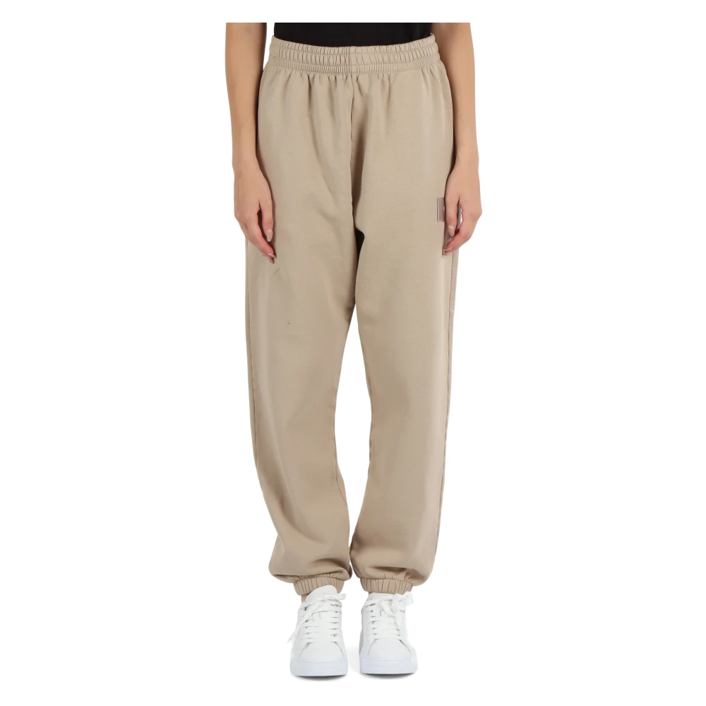 Replay Sportieve katoenen sweatpants met elastische taille Beige Dames