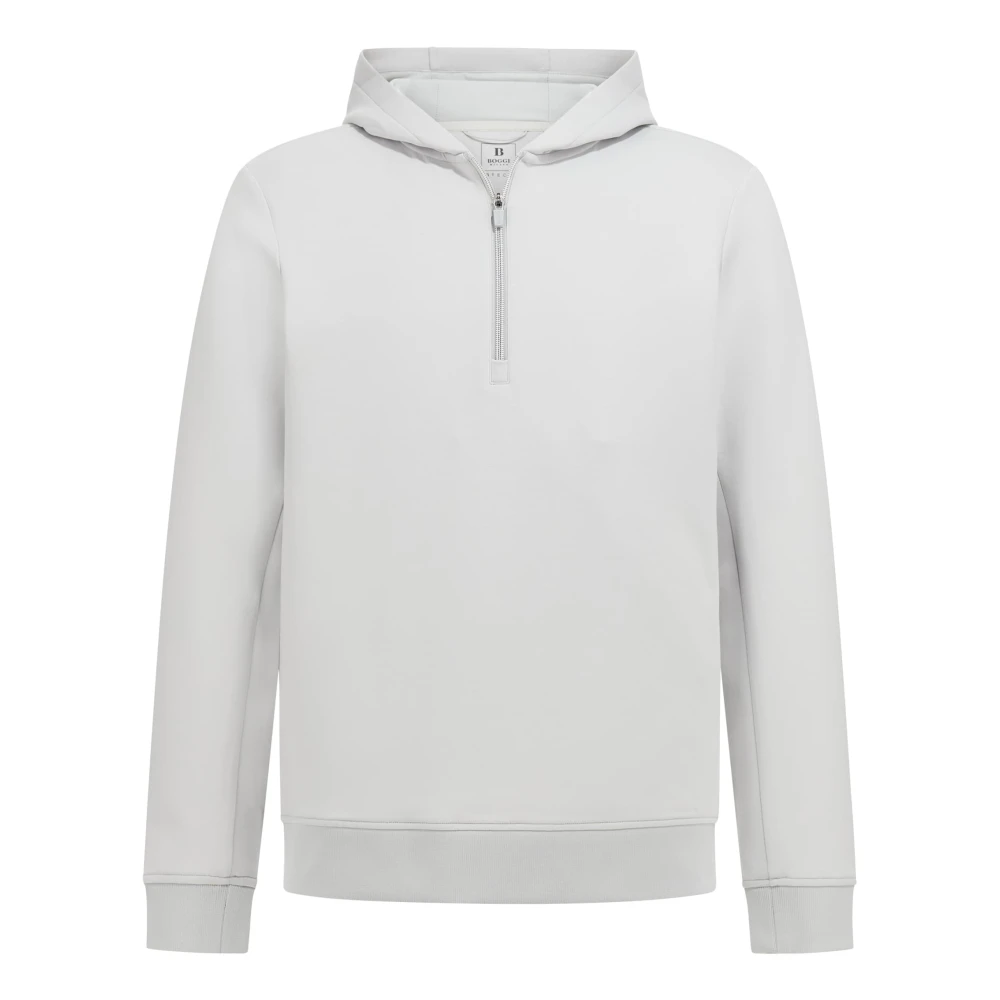 Boggi Milano Half-Zip Hoodie in Lightweight Scuba Gray Heren
