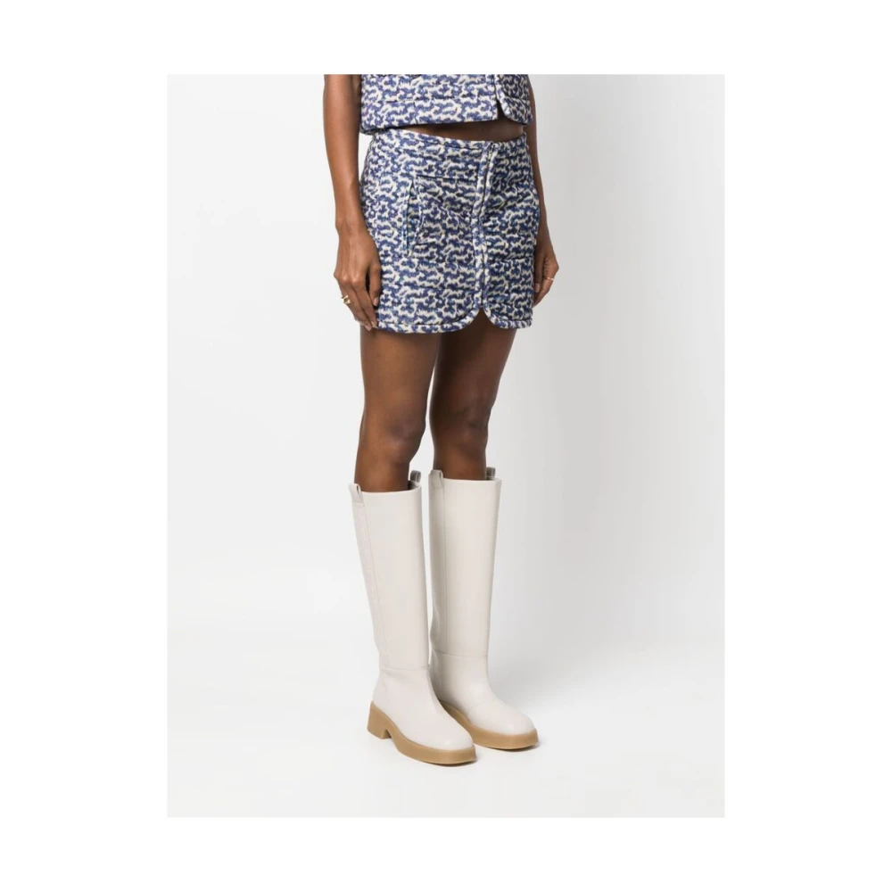 Isabel Marant Étoile Katoenen Rok met Abstract Patroon Blue Dames