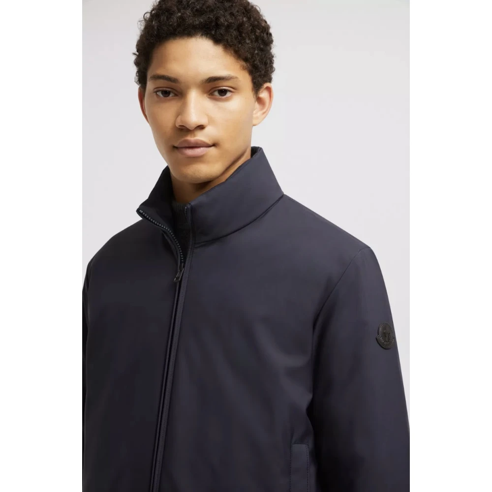 Moncler Navy Short Down Jacket Blue Heren