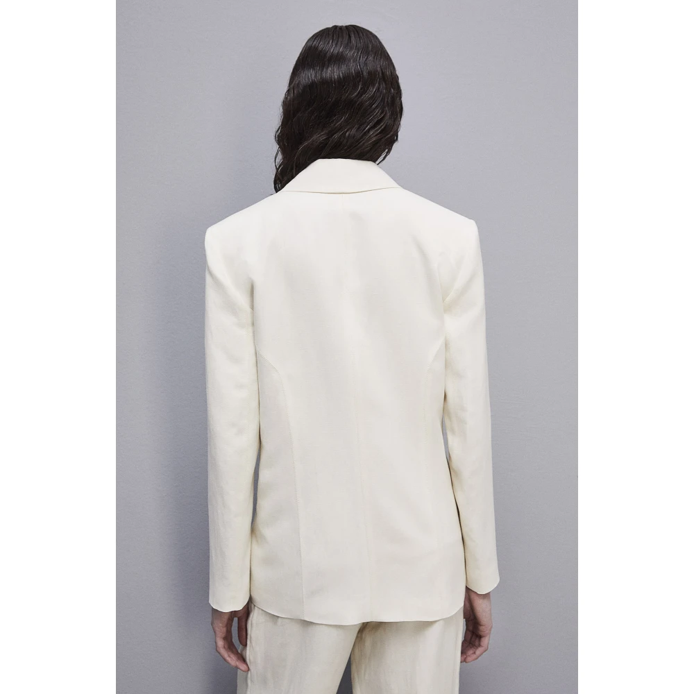 PATRIZIA PEPE JAS Essential viscose en linnen jas White Dames