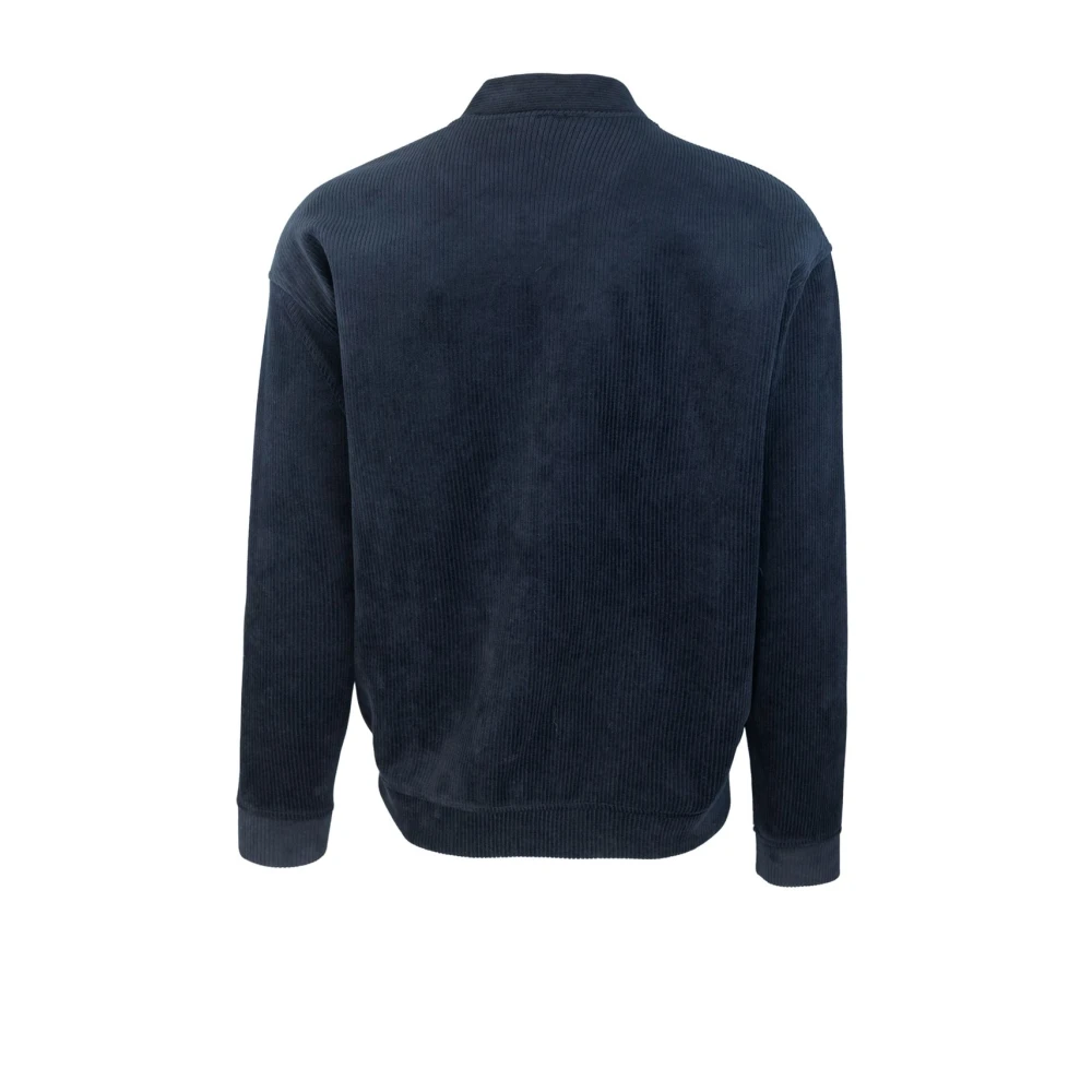Emporio Armani Blauwe Bomberjack Multistripe Velvet Blue Heren