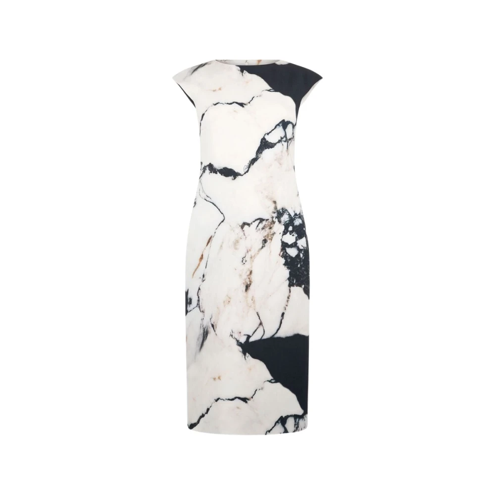 Roberto Cavalli Midi Jurk met Marmerprint Boothals Multicolor Dames