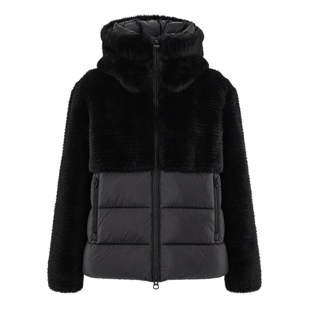 Blauer Donna Nero Piumino In Ecopelliccia E Nylon - Immagine 7