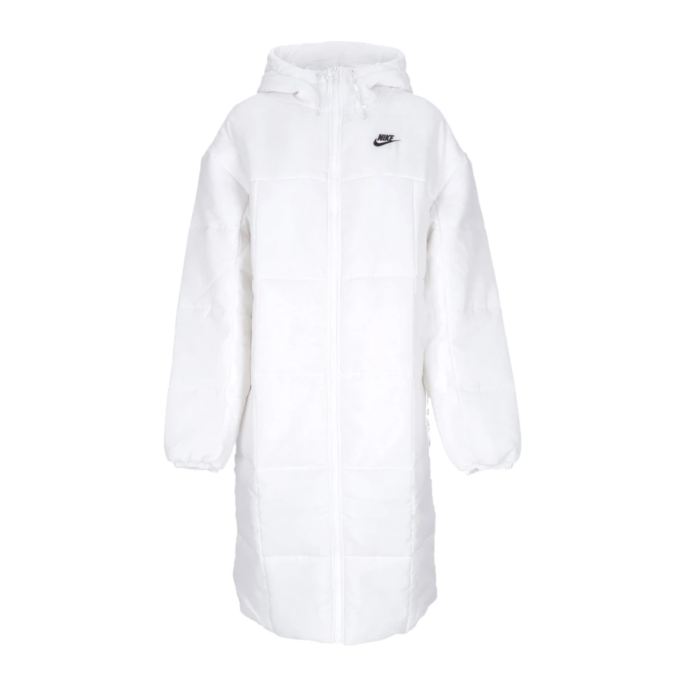 Nike Women's White Rain Clothing, S, Long Down Jacket Classic Parka /Black