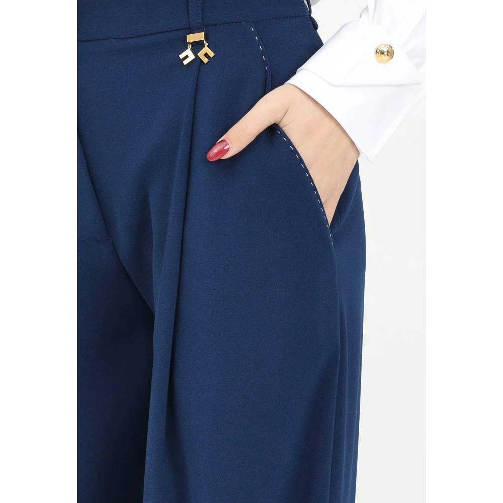 Elisabetta Franchi Blauwe elegante broek regular fit Blue Dames