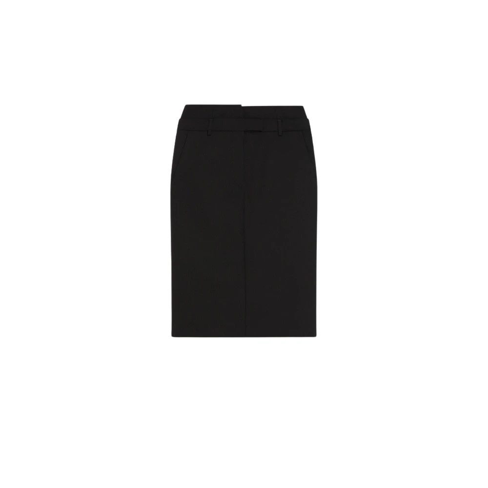 SPORTMAX Minimalistische Chic Wollen Pencil Rok Black Dames