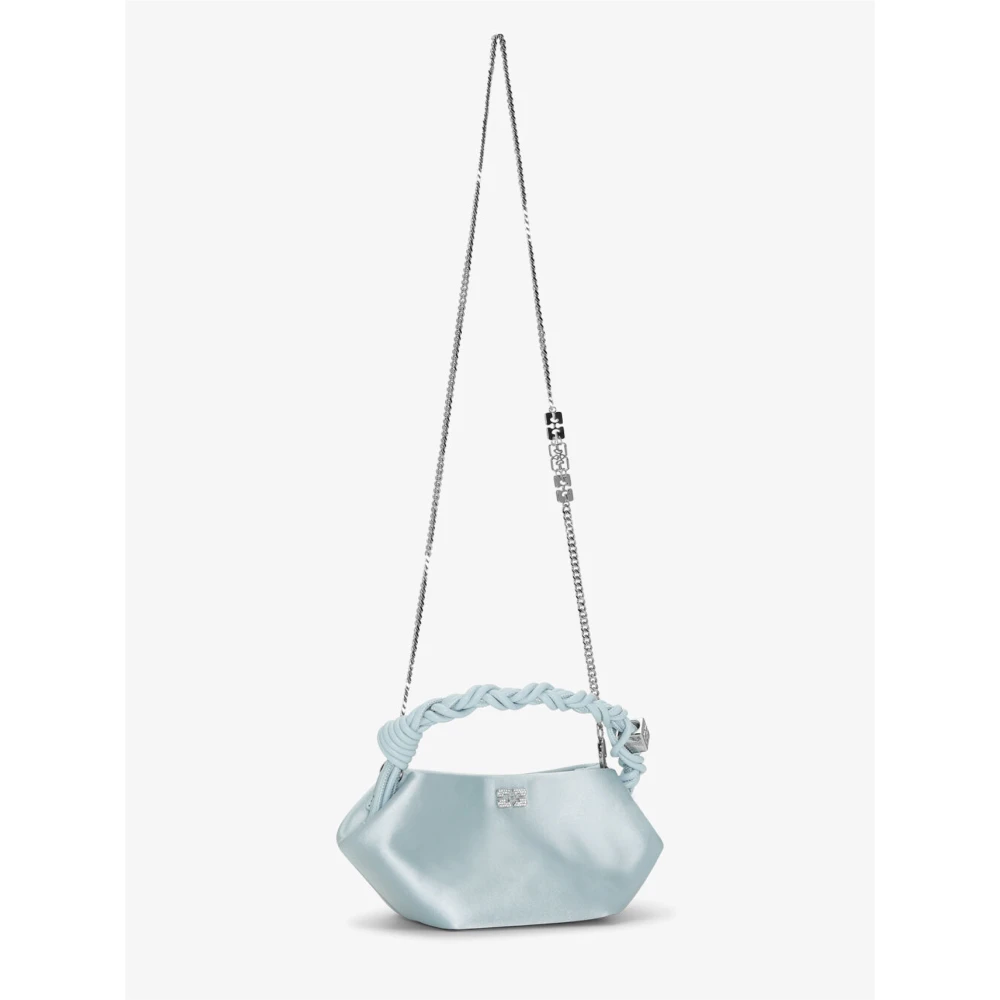 Ganni Icy Blue Satin Mini Bou Tas Blue Dames