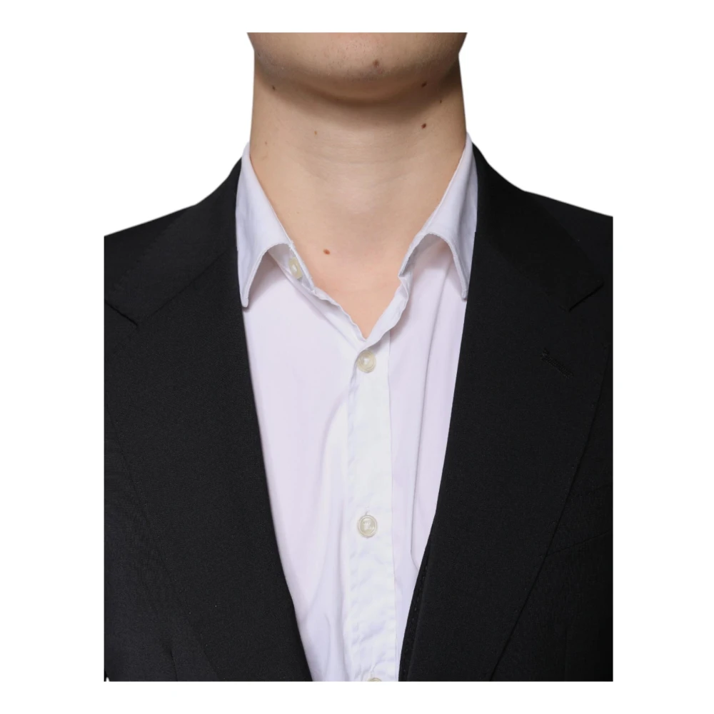 Dolce & Gabbana Zwart Slim Fit 3-Delig Wollen Pak Black Heren