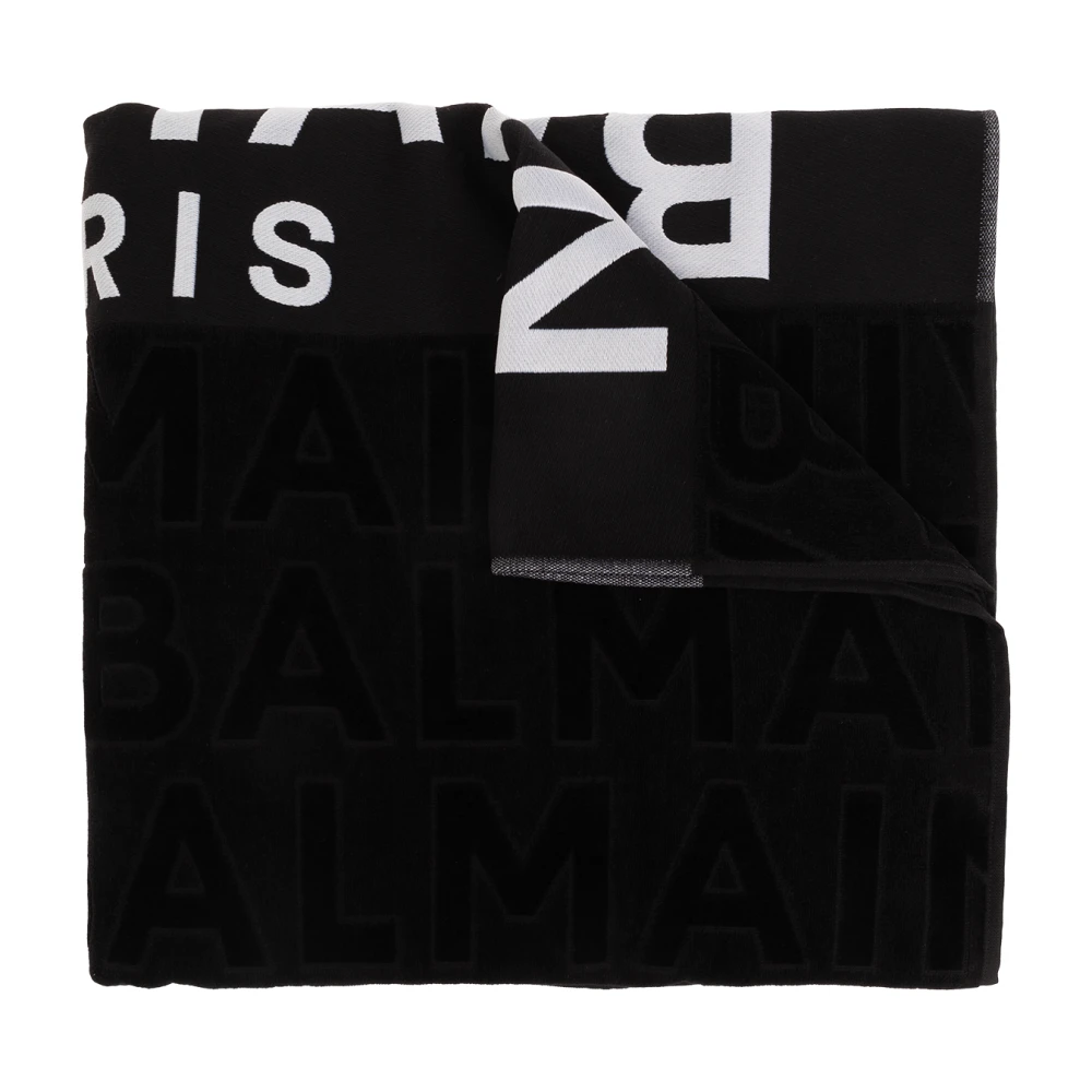 Balmain Strandhanddoek met logo Black Heren