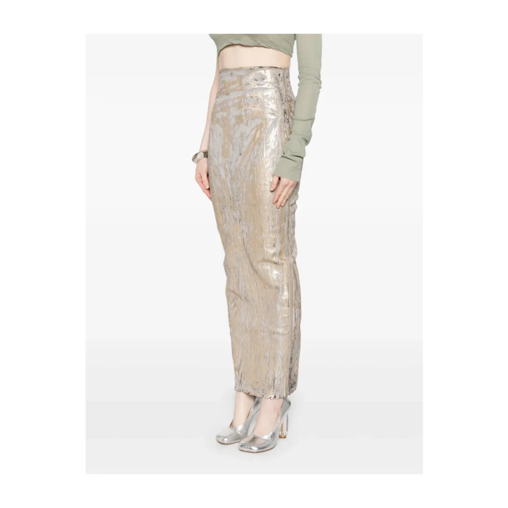 Rick Owens Gouden Rok met Rafelzoom Yellow Dames