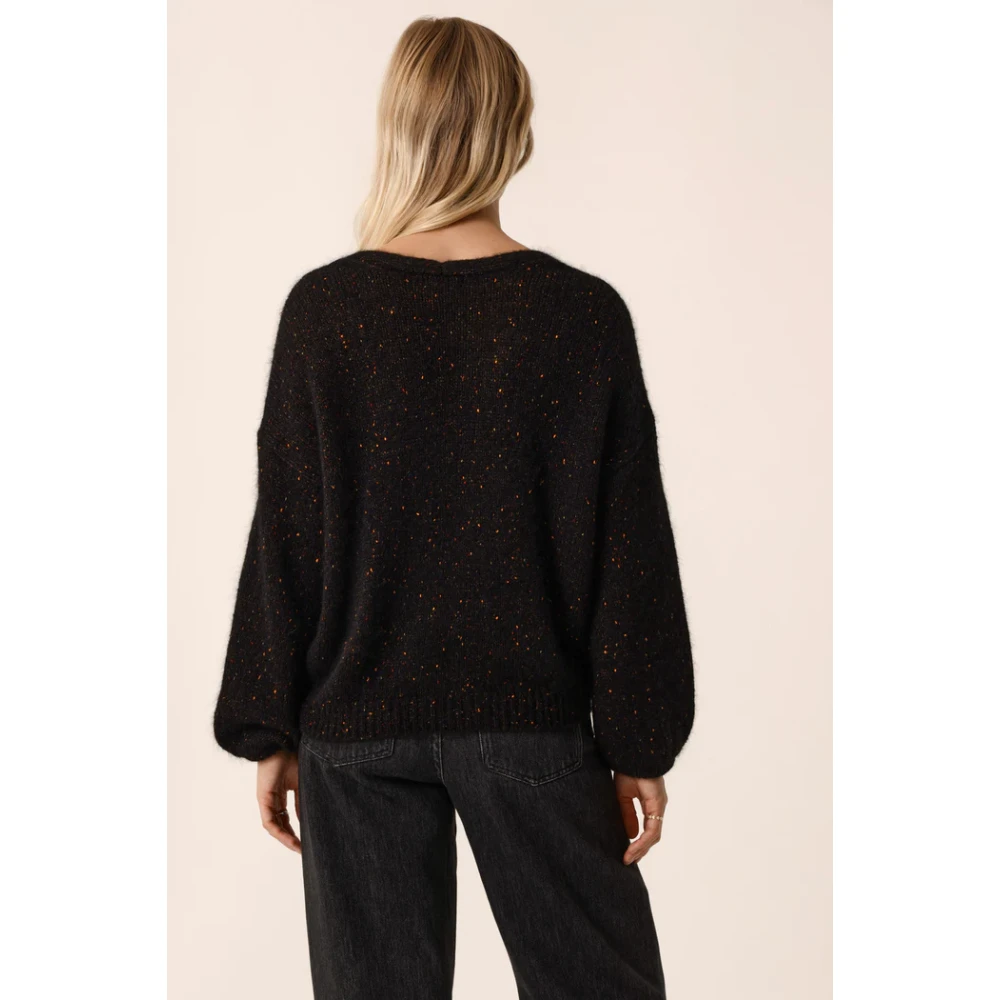 Des Petits Hauts Oversized Geknoopt Vest met V-Hals Black Dames