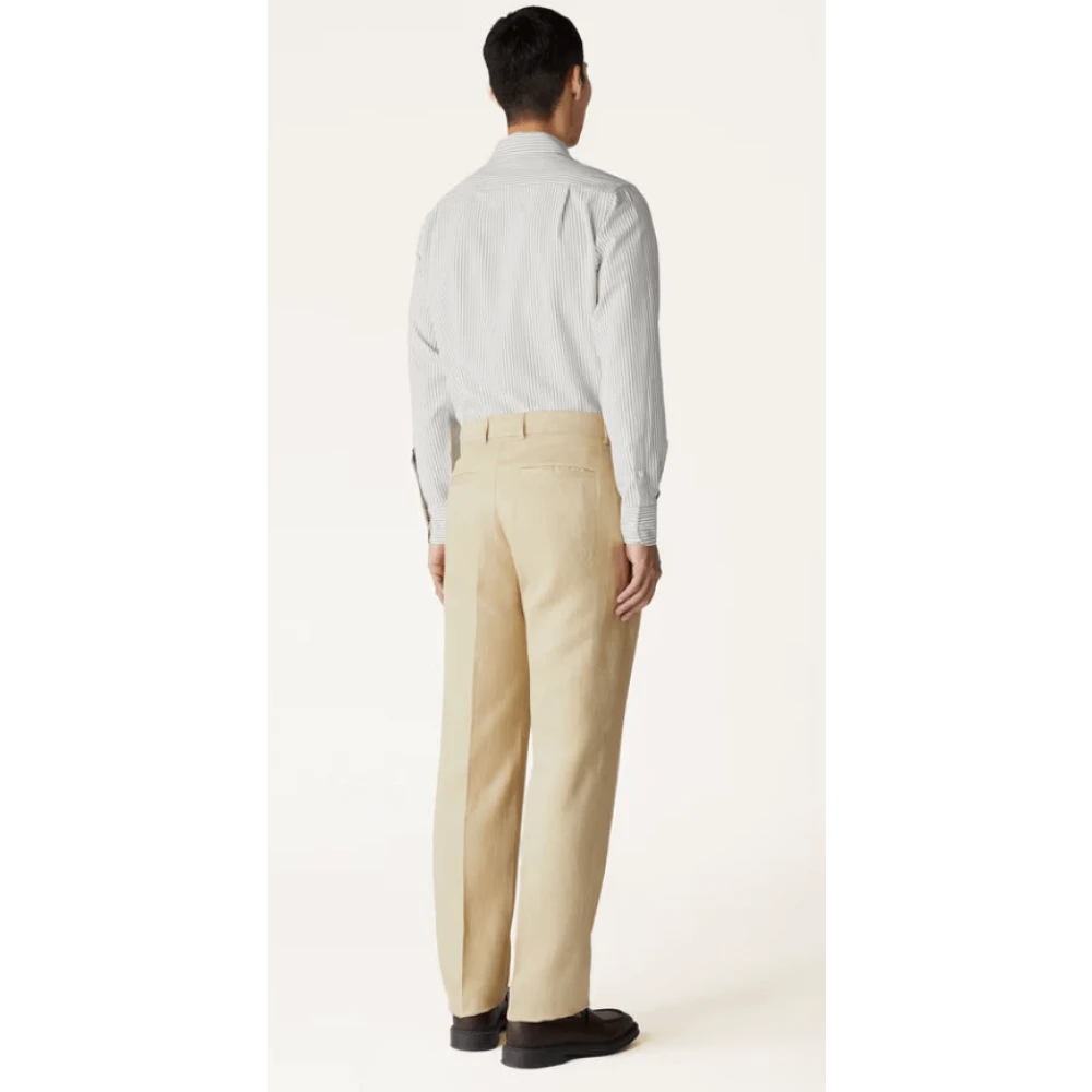 Loro Piana Rugged Brown Linnen Broek Beige Heren