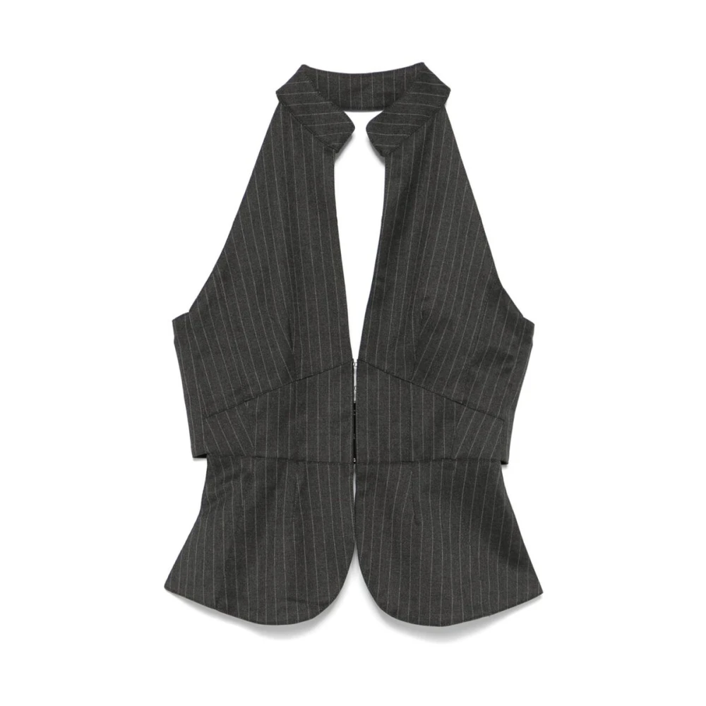 Gimaguas Grijs Pinstripe Diepe V-Hals Jurk Gray Dames