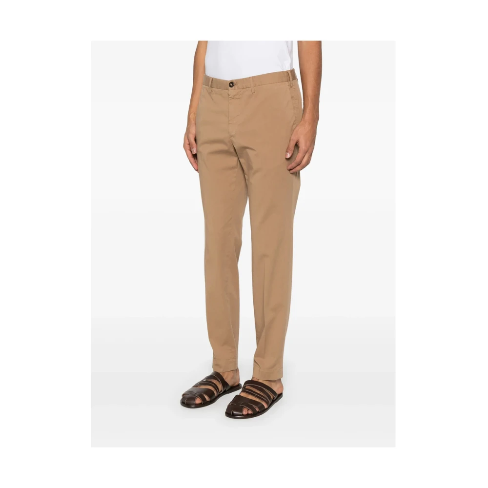Incotex Kameelbruine broek met voorknoop Brown Heren