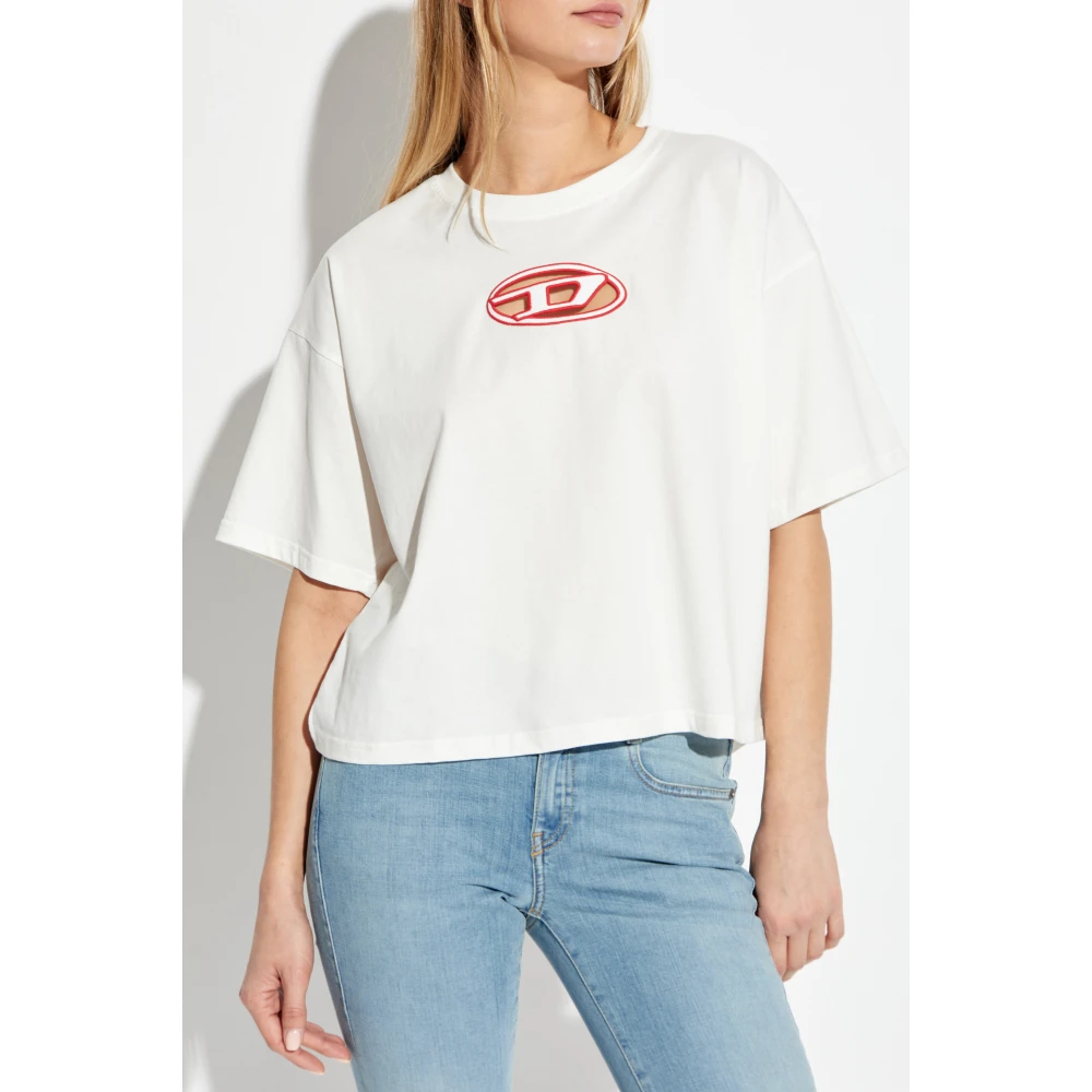 Diesel T-shirt T-Buxt-Crop-Od White Dames