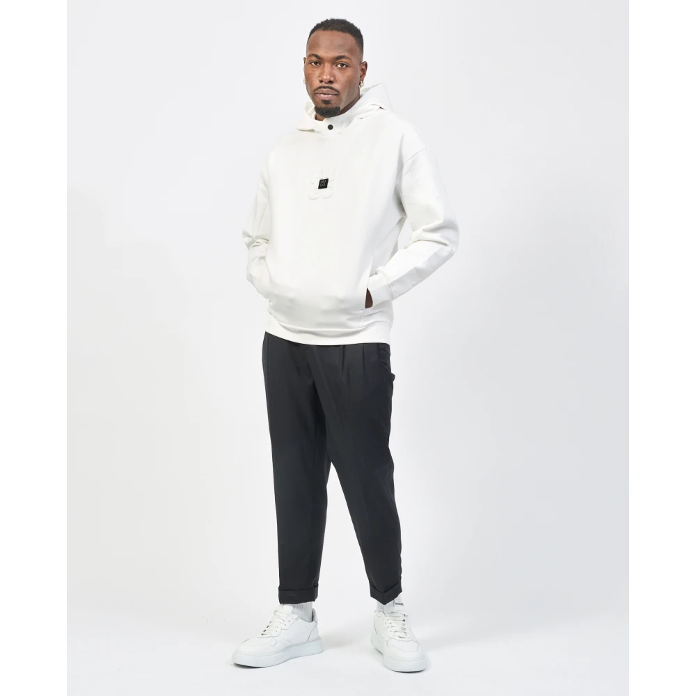 Hugo Boss Witte hoodie met logodetails White Heren